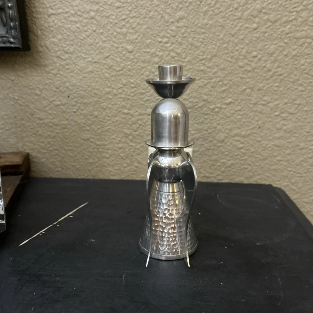 Vintage Wisna Pewter Hammered‎ Angel Candle Holder Made in Indonesia - Picture 4 of 7